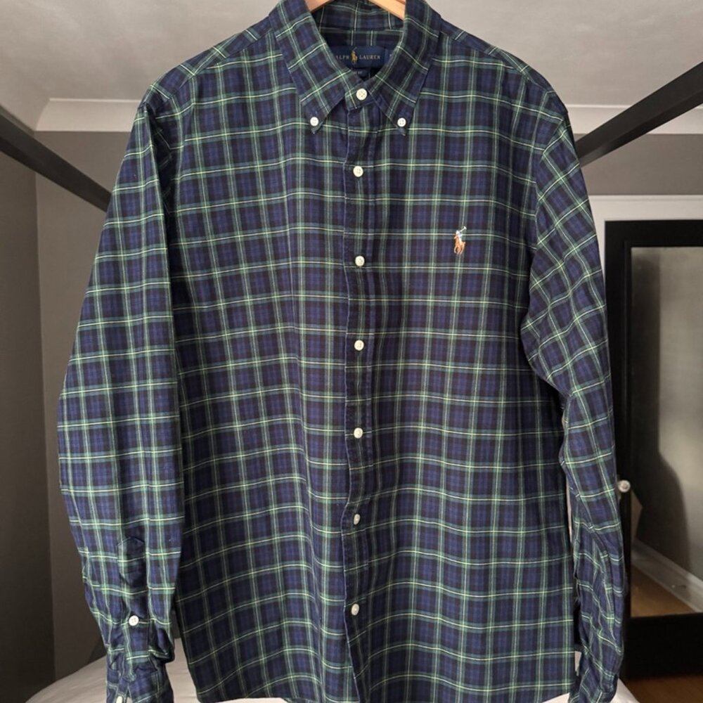 Men's Ralph Lauren Green/Navy Plaid classic fit shirt